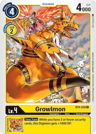 Growlmon (BT4-039) - Great Legend - Premium Digimon Single from Bandai - Just $0.08! Shop now at Game Crave Tournament Store