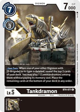 Tankdramon (BT4-071) - Great Legend - Premium Digimon Single from Bandai - Just $0.08! Shop now at Game Crave Tournament Store