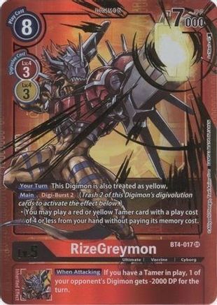 RizeGreymon (Alternate Art) (BT4-017) - Great Legend Foil - Premium Digimon Single from Bandai - Just $0.83! Shop now at Game Crave Tournament Store