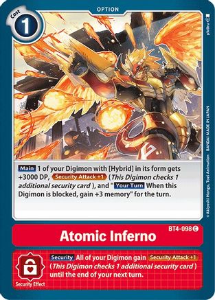 Atomic Inferno (BT4-098) - Great Legend - Premium Digimon Single from Bandai - Just $0.25! Shop now at Game Crave Tournament Store