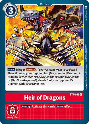 Heir of Dragons (BT4-099) - Great Legend - Premium Digimon Single from Bandai - Just $0.25! Shop now at Game Crave Tournament Store