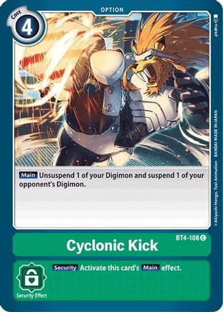 Cyclonic Kick (BT4-108) - Great Legend - Premium Digimon Single from Bandai - Just $0.08! Shop now at Game Crave Tournament Store