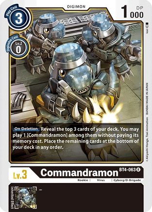 Commandramon (BT4-063) - Great Legend - Premium Digimon Single from Bandai - Just $0.18! Shop now at Game Crave Tournament Store