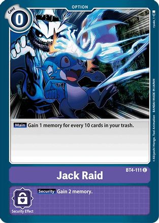 Jack Raid (BT4-111) - Great Legend - Premium Digimon Single from Bandai - Just $0.25! Shop now at Game Crave Tournament Store