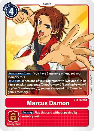 Marcus Damon (BT4-092) - Great Legend - Premium Digimon Single from Bandai - Just $0.25! Shop now at Game Crave Tournament Store