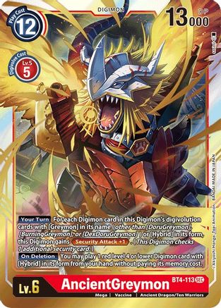 AncientGreymon (BT4-113) - Great Legend Foil - Premium Digimon Single from Bandai - Just $5.22! Shop now at Game Crave Tournament Store