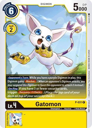 Gatomon - P-031 (P-031) - Digimon Promotion Cards Foil - Premium Digimon Single from Bandai - Just $0.39! Shop now at Game Crave Tournament Store