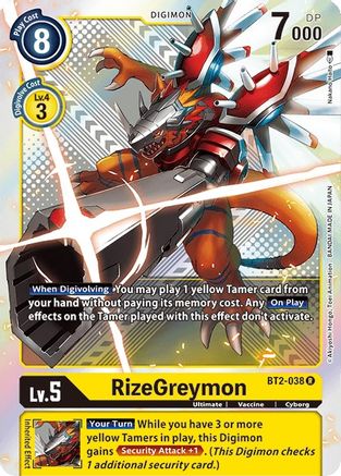 RizeGreymon - BT2-038 (Premium Pack Set 01) (BT2-038) - Release Special Booster Foil - Premium Digimon Single from Bandai - Just $0.25! Shop now at Game Crave Tournament Store