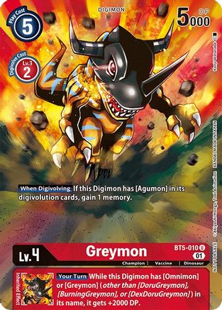 Greymon - BT5-010 (Premier TO Event June 2021) (BT5-010) - Battle of Omni - Premium Digimon Single from Bandai - Just $80.83! Shop now at Game Crave Tournament Store