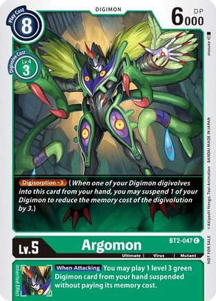 Argomon - BT2-047 (Official Tournament Pack Vol.2) (BT2-047) - Release Special Booster - Premium Digimon Single from Bandai - Just $1.65! Shop now at Game Crave Tournament Store