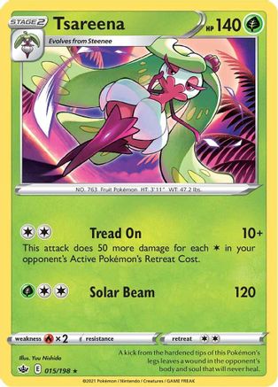 Tsareena 15/198 - Chilling Reign - Premium Pokemon Single from Nintendo - Just $0.50! Shop now at Game Crave Tournament Store