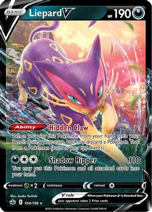 Liepard V 104/198 - Chilling Reign Holofoil - Premium Pokemon Single from Nintendo - Just $0.50! Shop now at Game Crave Tournament Store