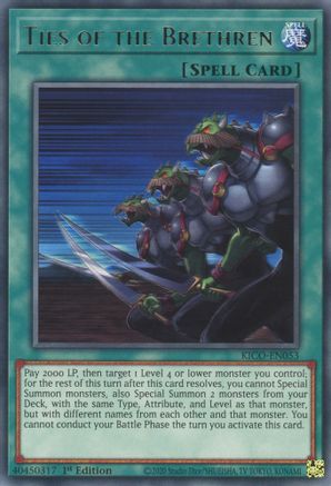 Ties of the Brethren (KICO-EN053) - King's Court 1st Edition - Premium Yugioh Single from Konami - Just $0.25! Shop now at Game Crave Tournament Store