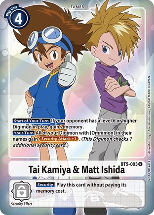 Tai Kamiya & Matt Ishida (Box Topper) (BT5-093) - Battle of Omni Foil - Premium Digimon Single from Bandai - Just $0.60! Shop now at Game Crave Tournament Store