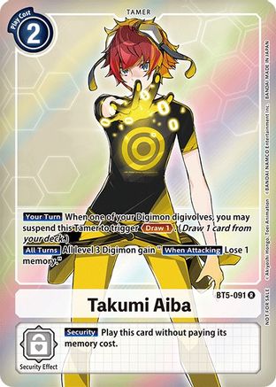 Takumi Aiba (Box Topper) (BT5-091) - Battle of Omni Foil - Premium Digimon Single from Bandai - Just $0.40! Shop now at Game Crave Tournament Store