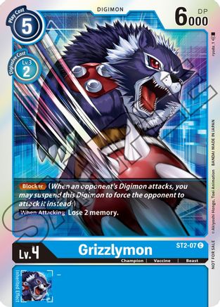 Grizzlymon - ST2-07 (Event Pack 1) (ST2-07) - Starter Deck 02: Cocytus Blue Foil - Premium Digimon Single from Bandai - Just $0.39! Shop now at Game Crave Tournament Store