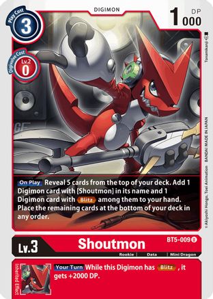 Shoutmon (BT5-009) - Battle of Omni - Premium Digimon Single from Bandai - Just $0.08! Shop now at Game Crave Tournament Store