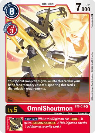 OmniShoutmon (BT5-014) - Battle of Omni - Premium Digimon Single from Bandai - Just $0.25! Shop now at Game Crave Tournament Store