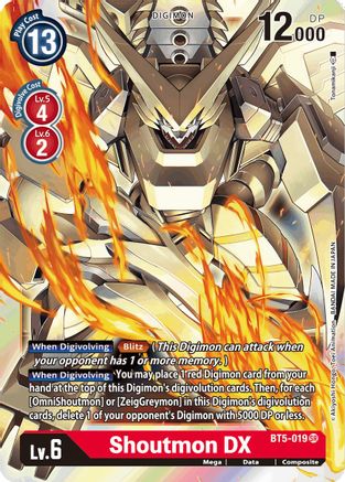 Shoutmon DX (BT5-019) - Battle of Omni Foil - Premium Digimon Single from Bandai - Just $0.25! Shop now at Game Crave Tournament Store