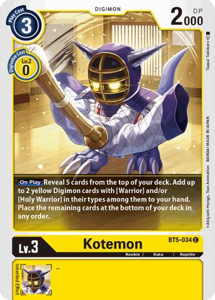 Kotemon (BT5-034) - Battle of Omni - Premium Digimon Single from Bandai - Just $0.08! Shop now at Game Crave Tournament Store