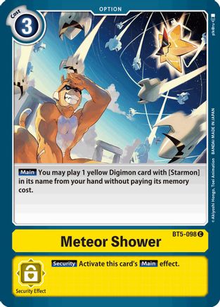 Meteor Shower (BT5-098) - Battle of Omni - Premium Digimon Single from Bandai - Just $0.25! Shop now at Game Crave Tournament Store