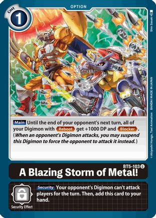 A Blazing Storm of Metal! (BT5-103) - Battle of Omni - Premium Digimon Single from Bandai - Just $0.08! Shop now at Game Crave Tournament Store