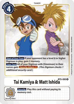 Tai Kamiya & Matt Ishida (BT5-093) - Battle of Omni - Premium Digimon Single from Bandai - Just $0.25! Shop now at Game Crave Tournament Store