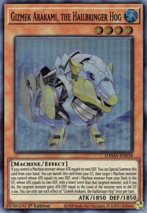 Gizmek Arakami, the Hailbringer Hog (DAMA-EN018) - Dawn of Majesty 1st Edition - Premium Yugioh Single from Konami - Just $0.25! Shop now at Game Crave Tournament Store