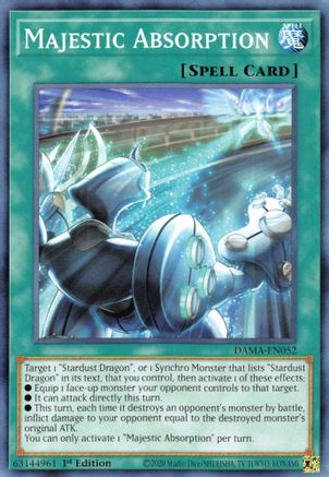 Majestic Absorption (DAMA-EN052) - Dawn of Majesty 1st Edition - Premium Yugioh Single from Konami - Just $0.25! Shop now at Game Crave Tournament Store
