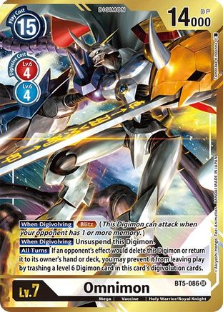 Omnimon (Alternate Art - Tomotake Kinoshita) (BT5-086) - Battle of Omni Foil - Premium Digimon Single from Bandai - Just $1.44! Shop now at Game Crave Tournament Store