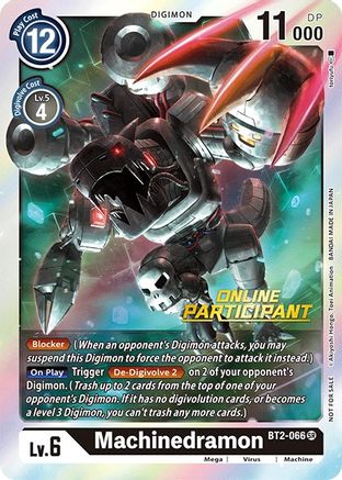 Machinedramon - BT2-066 (2021 Championship Online Regional) [Online Participant] (BT2-066) - Release Special Booster Foil - Premium Digimon Single from Bandai - Just $0.14! Shop now at Game Crave Tournament Store