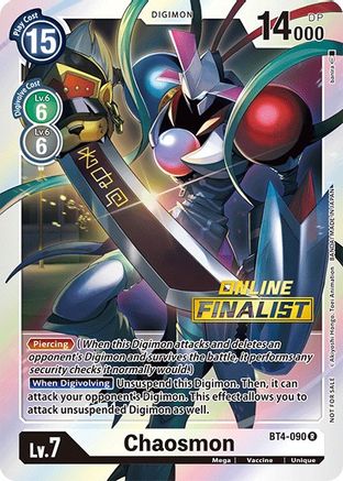 Chaosmon - BT4-090 (2021 Championship Online Regional) [Online Finalist] (BT4-090) - Great Legend Foil - Premium Digimon Single from Bandai - Just $1.99! Shop now at Game Crave Tournament Store
