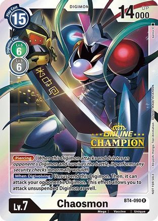 Chaosmon - BT4-090 (2021 Championship Online Regional) [Online Champion] (BT4-090) - Great Legend Foil - Premium Digimon Single from Bandai - Just $14.24! Shop now at Game Crave Tournament Store