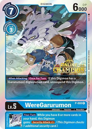 WereGarurumon - P-008 (2021 Championship Online Regional) [Online Champion] (P-008) - Digimon Promotion Cards Foil - Premium Digimon Single from Bandai - Just $123.50! Shop now at Game Crave Tournament Store