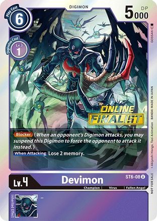 Devimon - ST6-08 (2021 Championship Online Regional) [Online Finalist] (ST6-08) - Starter Deck 06: Venomous Violet Foil - Premium Digimon Single from Bandai - Just $11.38! Shop now at Game Crave Tournament Store