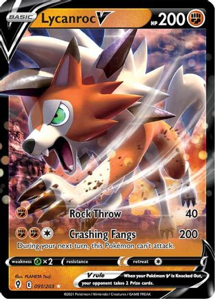 Lycanroc V 91/203 - Evolving Skies Holofoil - Premium Pokemon Single from Nintendo - Just $0.50! Shop now at Game Crave Tournament Store