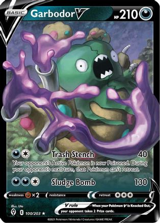 Garbodor V 100/203 - Evolving Skies Holofoil - Premium Pokemon Single from Nintendo - Just $0.50! Shop now at Game Crave Tournament Store