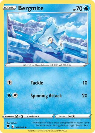 Bergmite 44/203 - Evolving Skies - Premium Pokemon Single from Nintendo - Just $0.25! Shop now at Game Crave Tournament Store