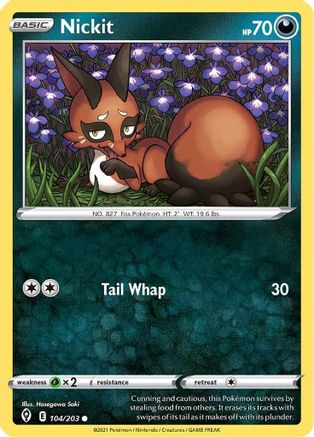 Nickit 104/203 - Evolving Skies - Premium Pokemon Single from Nintendo - Just $0.25! Shop now at Game Crave Tournament Store