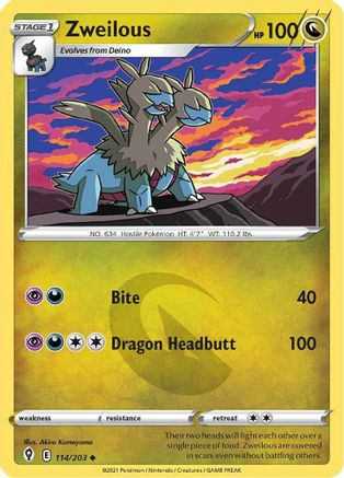 Zweilous 114/203 - Evolving Skies - Premium Pokemon Single from Nintendo - Just $0.25! Shop now at Game Crave Tournament Store