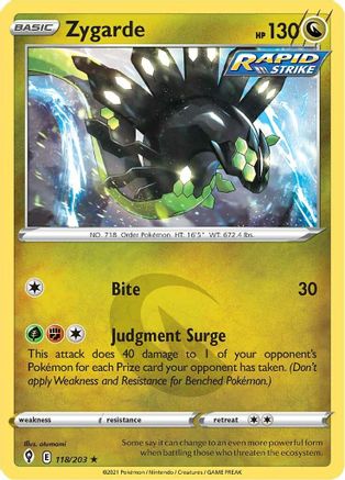 Zygarde 118/203 - Evolving Skies Holofoil - Premium Pokemon Single from Nintendo - Just $0.50! Shop now at Game Crave Tournament Store