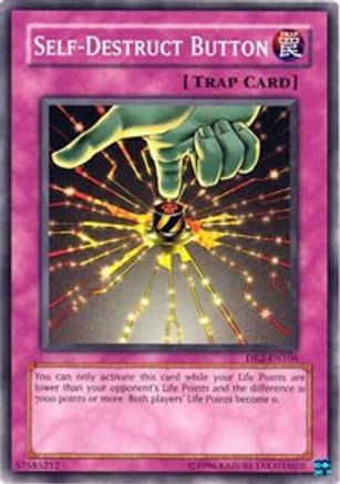 Self-Destruct Button (DR2-EN106) - Dark Revelation Volume 2 Unlimited - Premium Yugioh Single from Konami - Just $0.40! Shop now at Game Crave Tournament Store