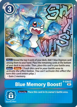 Blue Memory Boost! (P-036) - Digimon Promotion Cards Foil - Premium Digimon Single from Bandai - Just $1.31! Shop now at Game Crave Tournament Store
