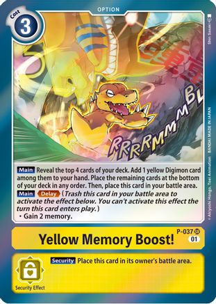 Yellow Memory Boost! (P-037) - Digimon Promotion Cards Foil - Premium Digimon Single from Bandai - Just $0.37! Shop now at Game Crave Tournament Store