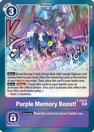 Purple Memory Boost! (P-040) - Digimon Promotion Cards Foil - Premium Digimon Single from Bandai - Just $2.63! Shop now at Game Crave Tournament Store
