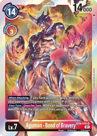 Agumon - Bond of Bravery (BT6-018) - Double Diamond Foil - Premium Digimon Single from Bandai - Just $0.50! Shop now at Game Crave Tournament Store