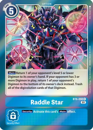 Raddle Star (BT6-098) - Double Diamond Foil - Premium Digimon Single from Bandai - Just $0.25! Shop now at Game Crave Tournament Store