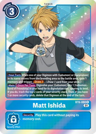 Matt Ishida (BT6-088) - Double Diamond Foil - Premium Digimon Single from Bandai - Just $0.25! Shop now at Game Crave Tournament Store