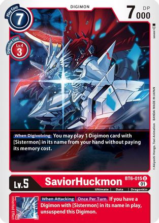 SaviorHuckmon (BT6-015) - Double Diamond - Premium Digimon Single from Bandai - Just $0.65! Shop now at Game Crave Tournament Store