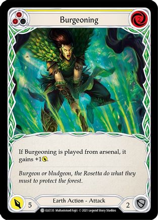 Burgeoning (Yellow) (ELE135) - Tales of Aria 1st Edition Rainbow Foil - Premium Flesh And Blood Single from Legend Story Studios - Just $0.08! Shop now at Game Crave Tournament Store